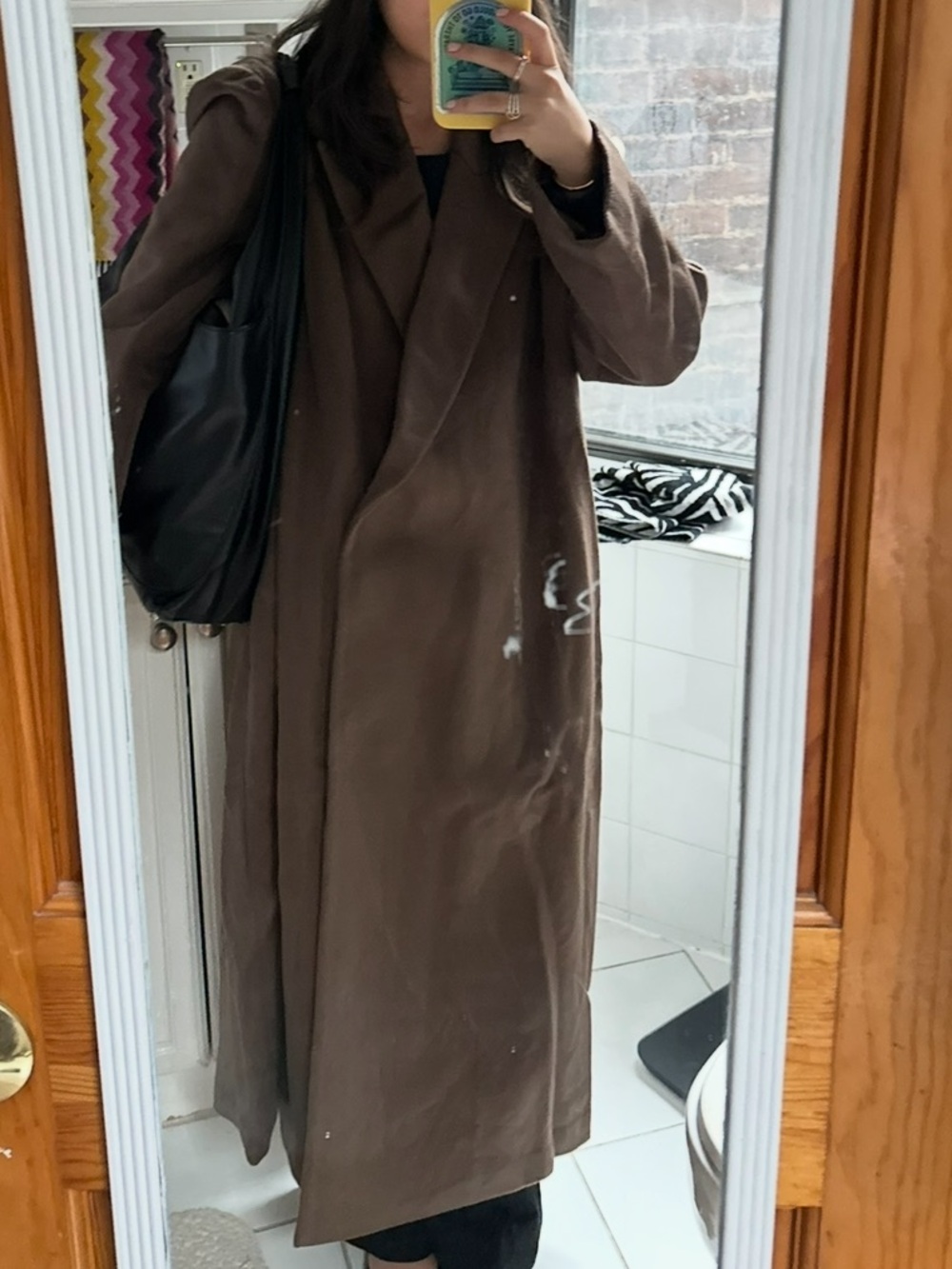STAUD Oversized Brown Long Trench Coat